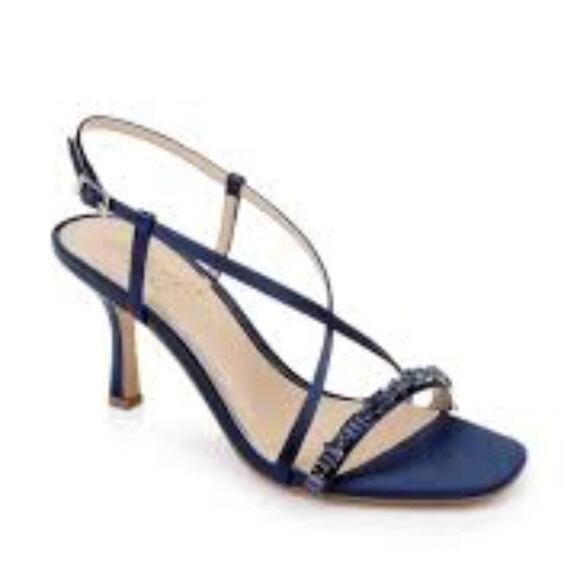 JEWEL BADGLEY MISCHKA ALEXIS CRISSCROSS SANDALS NAVY SIZE 5.5 NEW - Picture 1 of 7